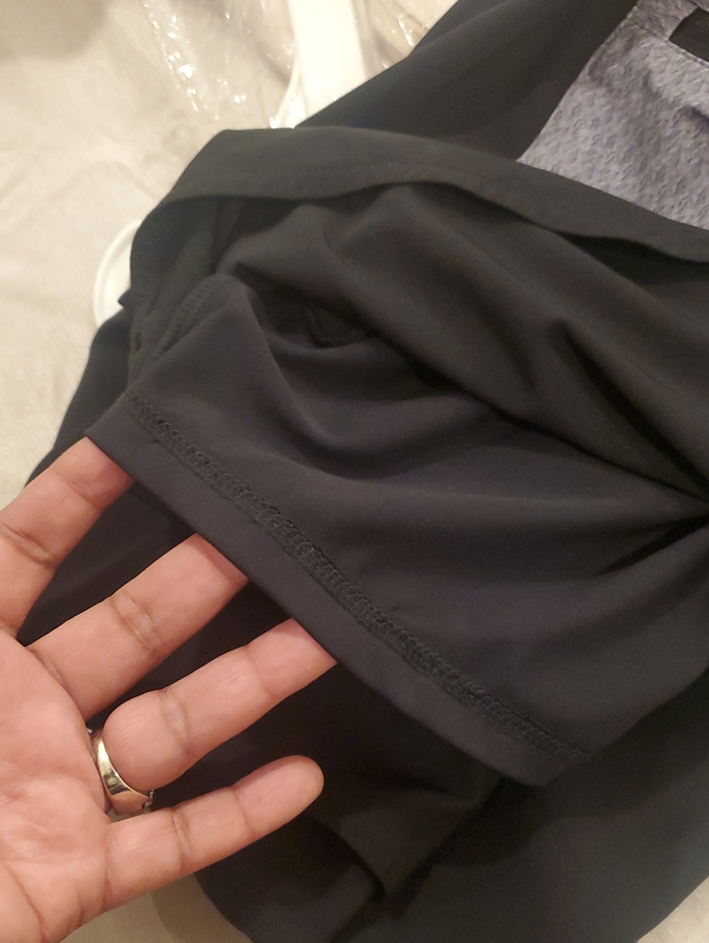 Vuori Black Athletic Shorts with Heathered Gray Waistband and Back Pocket - Picture 6 of 6